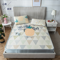 Mat bed hat 1 8m non-slip cartoon ice silk mat three-piece set of summer foldable washed 1 8m mat