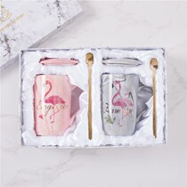 Couple water cup female pair Cup ins male ceramic mug creative Cup gift box set large capacity with lid spoon simple
