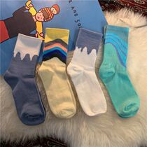 4 Double Fit ~ 2021 Tide Cards New Bump Color Midbarrel Socks Men And Women Bf Wind Lovers Street Casual Sports Stockings