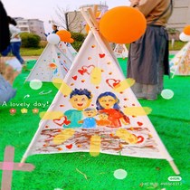 Childrens hand-painted tent indoor game house graffiti small house Indian toy castle Princess House photo props