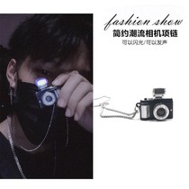 Douyin small red book with luminous small camera necklace tide male and female students Korean version of simple couple Net Red Jewelry