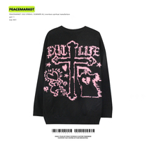 PEACEMARKET dark flocking sweater for men and women oversize loose lazy wind trend sweater vintage