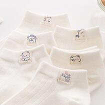 White Butenders Cartoon Lovely Sox Children Short Sox Korean version Shallow Mouth Thin summer day Department Pure cotton Student boat Sox