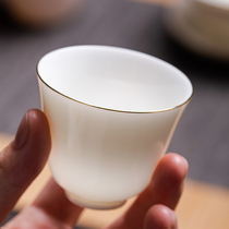 Dehui goat Jade Master Cup white porcelain Gold Tea Cup ceramic kung fu tea set single cup water cup tea cup tea cup