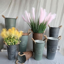 Flowers wake up flower bucket Large vintage made old iron bucket Dried flower vase Wrought iron living room ornaments Florist decorator Floor to ceiling