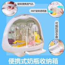 Bottle storage box Storage box Bottle drain rack storage baby chopsticks Baby tableware storage box Dust and insect protection