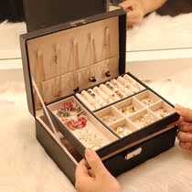 First Decorated Case Plush Fabric Strap Lock Tabletop Earrings Ear Nail Necklace Finishing rack Large-capacity minimalist dust-proof ornament box
