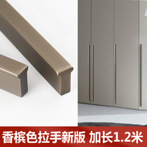 Modern minimalist light lavish wardrobe lengthened cupboard door handle champagne champagne aluminum alloy black upscale accessories
