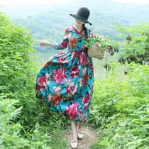 (Quality Assurance) Ethnic Beach Skirt Loose Color Dress Summer Cotton Print Vintage Dress