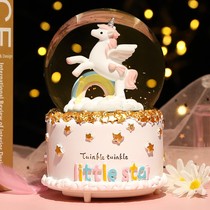  Luminous unicorn crystal ball music box Girl music box decoration girlfriend childrens creative birthday gift graduation