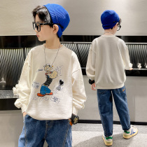 Tide brand Boy Spring and Autumn long sleeve T-shirt middle child 2021 new autumn cotton sweater foreign boy fried Street