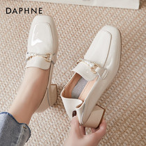 Daphne womens shoes 2021 summer new thin loafers one-pedal single shoes soft-soled small leather shoes British thick heel