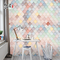 3d Solid Mesh Red Macaron Wall Panel Milk Tea Shop Direct Sowing Room Imitation Plaid Wall Panel Restaurant Waterproof Splicing Buttonboard