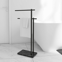 Solid black gold floor-to-ceiling marble towel rack hotel bathroom tray toilet towel bar