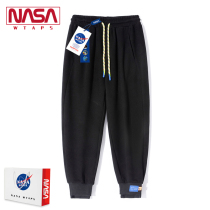 nasa Flagship store spring and autumn pants mens trend loose plus velvet leg pants winter Tide brand casual nine-point trousers