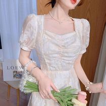 2021 new summer first love feeling French court style princess skirt super fairy fashion sweet slim dress