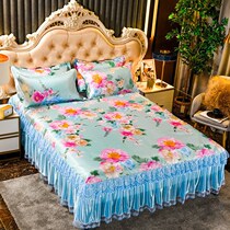  Summer cool mat four pieces of summer ice silk mat single bed Skirt Bed Hood Mat Foldable disassembly machine washout air conditioning