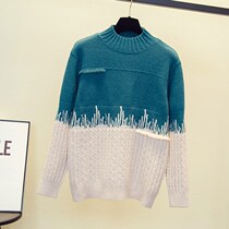 2021 autumn and winter New Korean semi-turtleneck sweater womens pullover tassel knitwear color thickening foreign base shirt