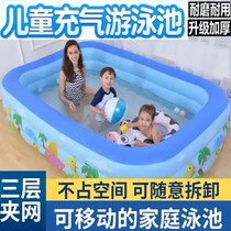 Haian Jianyong children inflatable swimming pool Summer home three-layer thickened anti-riot sun movable family pool