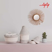 Nordic storage cotton fabric with lid dirty clothes basket basket storage basket baby toy box cosmetic box