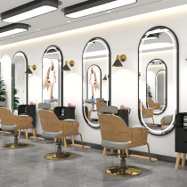 Net Red Barber Shop Mirror Salon Salon mirror simple with lamp Beauty Mirror monomirror LED one hair salon dedicated