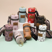 Vibrato explosive high-end mini mouth red packet keychain portable lipstick silk scarf pendant old flower bag accessories