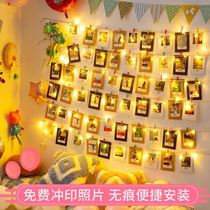 Photo Wall lanyard hemp rope surface ins style display rope adhesive hook wall Net red photo frame wall hanging net decoration