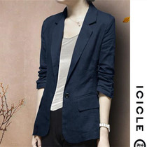 ICICLEs Wo 22 Spring new domestic special cabinet One grain buckle 70% sleeve linen small suit jacket woman