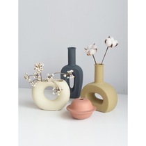 Morandi color Nordic personality art ceramic vase table living room table table decoration soft decoration decoration