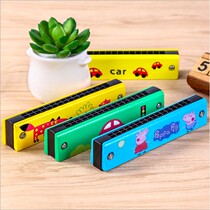 Childrens wooden painting 16-hole harmonica student portable beginner 24-hole boys and girls educational early education toy gift