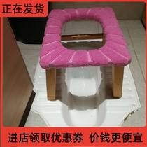 - The elderly pregnant women and children Rectangular solid wood toilet stool Squat stool seat stool chair toilet pad cover pad-