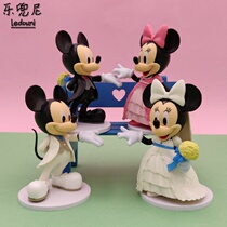 Big eyes Mickey Minnie wedding white wedding Pink wedding cake decoration doll model handbag