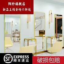 (New) Barber shop special mirror hair salon hairdressing shop household full body dressing mirror table wall hanging hole