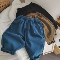 Girls spring thin suede pants super well worn with a good fit retro loose pants Korean loose casual pants 2022 autumn new