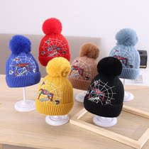 Baby hat autumn and winter baby knitted Spider Man wool hat boy Korean winter children Winter Children