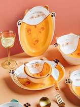 Childrens tableware kit Creative ceramics eat cute cartoon personalized housebreakfast rice dish dish bowl