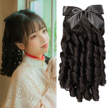 Roman curly wig Court curly princess Vintage Republic style Miss plug comb bow ponytail long hair