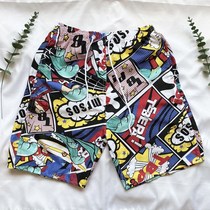 Mens beach pants Summer casual shorts Seaside quick-drying pants Large size sports five-point pants Large pants pants flower shorts