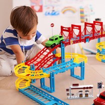 Childrens toys electric rail car racing track puzzle track assembly car train boy 3-6 years old 4-5