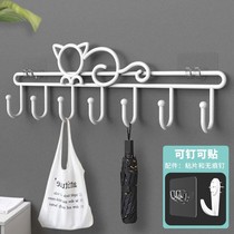 Door rear hanger wall Wall Hook Clothes Powerful Viscose Cloak Hook Shelf Free To Punch A Row Of Strip Row Hook