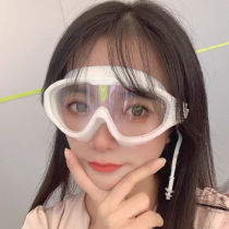  Swimming goggles female large frame waterproof and anti-fog adult swimming glasses HD transparent swimming goggles male flat photoelectric plating with earplugs
