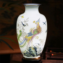 Jingdezhen ceramic vase Thin tire new Chinese hand-painted gift bedroom decoration white bird phoenix large ornaments