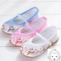 Old Beijing childrens students shoes girls embroidered shoes Hanfu cloth shoes Ancient Costume National style performance shoes China *