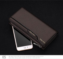 Mens Card Wrap Pull Chain Genuine Leather Multifunction Large Capacity Hand Grab Bag Theft Protection Refresh Youth Pure Color Long Wallet