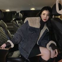 Coat Women tide ins autumn and winter 2020 New loose plush denim coat cotton coat female students Korean winter dress