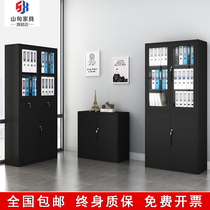 Black filing cabinet tin office file file cabinet financial certificate cabinet glass cabinet short cabinet iron cabinet