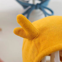 Baby ear cap spring and autumn thin tide 2021 simple style baby hat autumn winter Korean cute lace-up cap