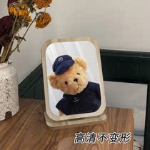 ins Wind wooden mirror subnet red desktop makeup mirror female large desktop folding vanity mirror student dormitory portable