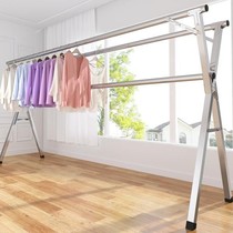 Folding drying rack floor-to-ceiling indoor household balcony bedroom stainless steel outdoor cool telescopic pole type drying quilt artifact