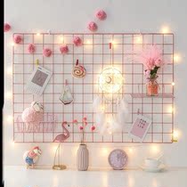 Barbed wire decorative wall wrought iron grid photo wall ins girl heart hemp rope clip photo hanging wall decorative net
